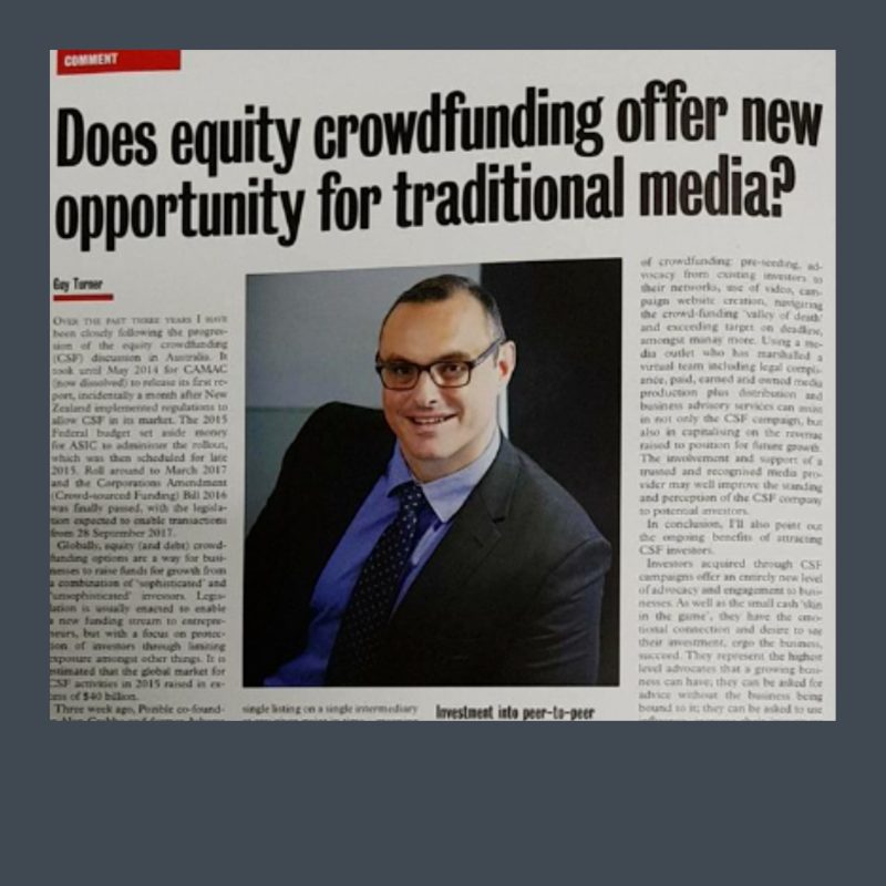 Guy Turner's comment piece, Does equity crowdfunding offer new opportunity for traditional media?
